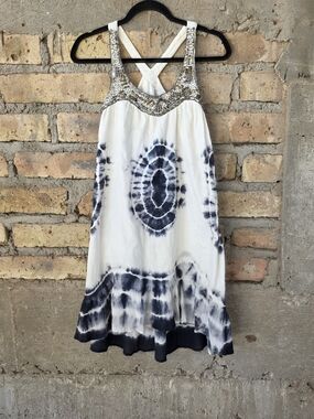 Chelsea & Violet Beaded Halter Tie Dye Dress - XS Boho Fairy Grunge
